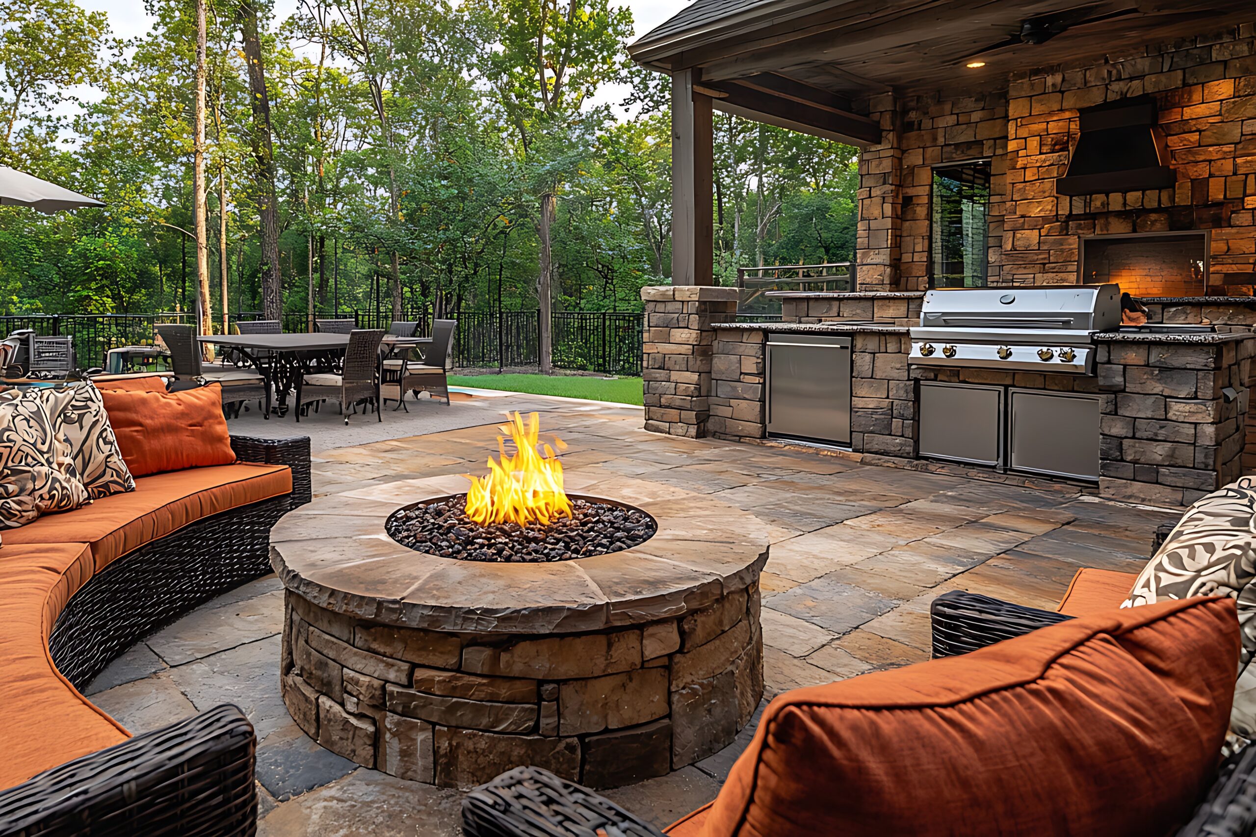 Outdoor Outdoor fireplace, shelter, firepit, and grill- square picture